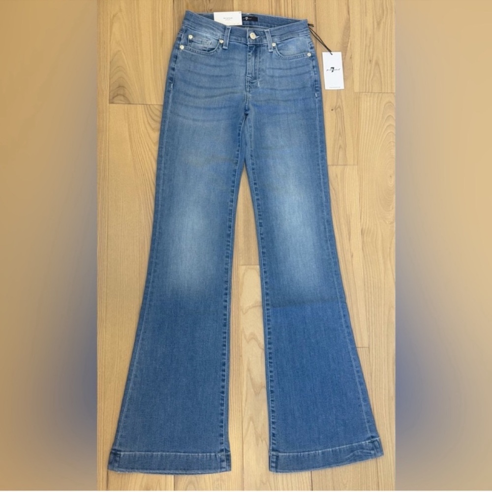 7 For All Mankind Dojo Original Jeans Women's Flare Leg Trousers NWT Size 24 - Picture 3 of 6